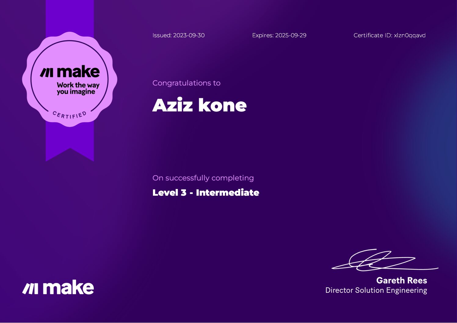 Diplome Aziz Kone Make